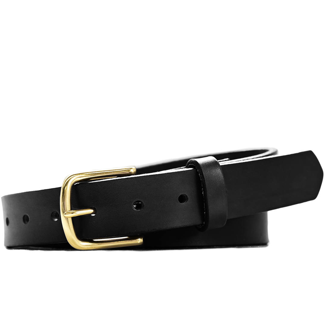 Jean Belt - Black Full grain leather - brass belt buckle