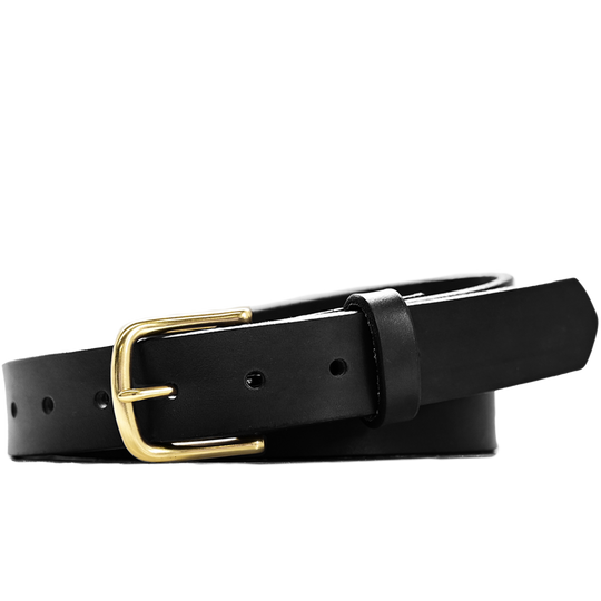 Jean Belt - Black Full grain leather - brass belt buckle