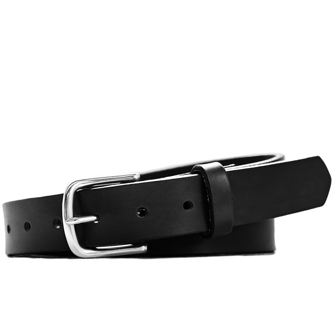 Jean Belt - Black Full grain leather - Nickel belt buckle