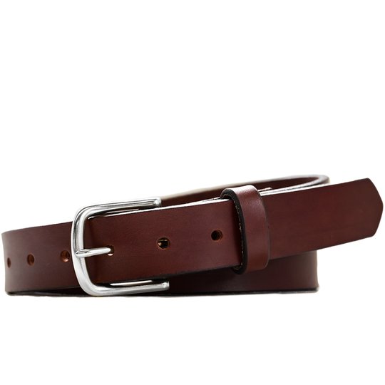 Jean Belt - Brown Full grain leather - nickel belt buckle