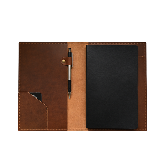 A5 Journal - Brown Leather - Open, no notebook