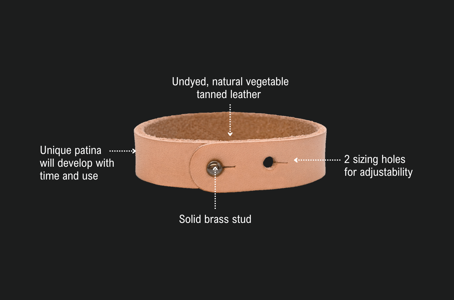 Natural Leather Button Stud Bracelet A+ Content