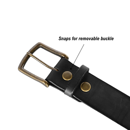 removable snaps heavy duty work belt - antique brass/black