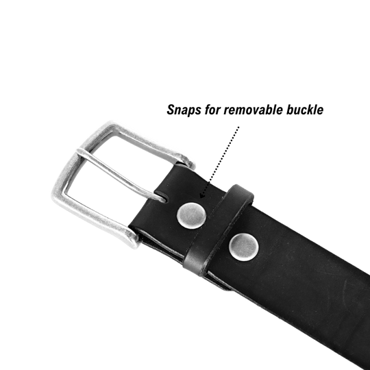 removable snaps heavy duty work belt - nickel/black
