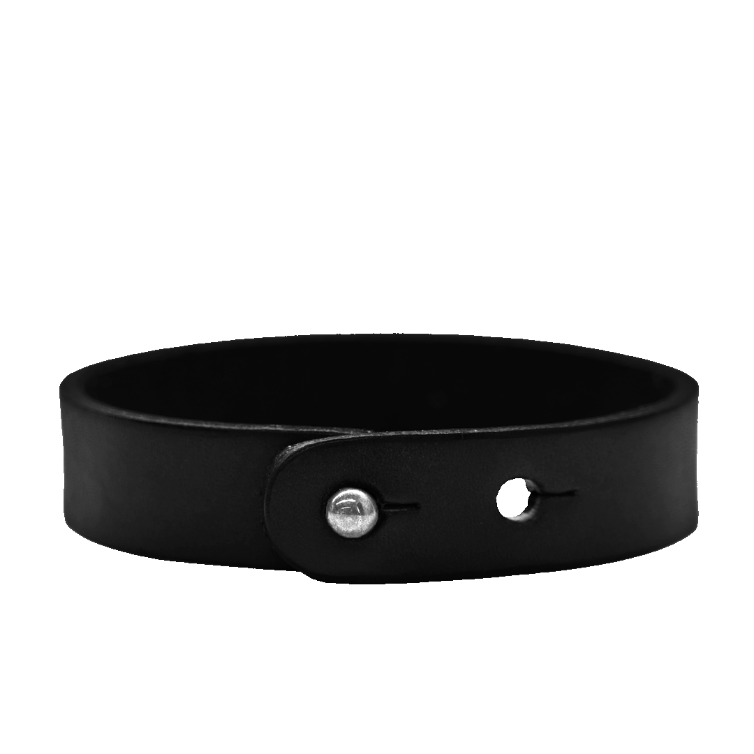 Black Leather Button Stud