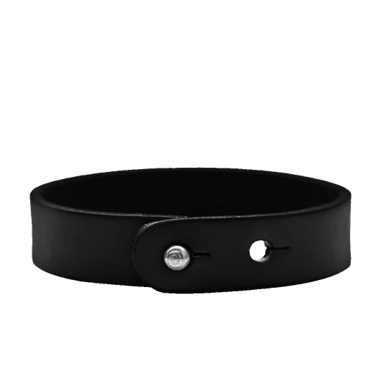 Black Leather Button Stud