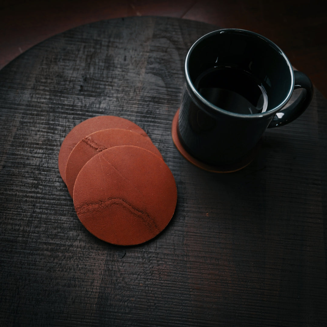 leather coasters - cattle brand