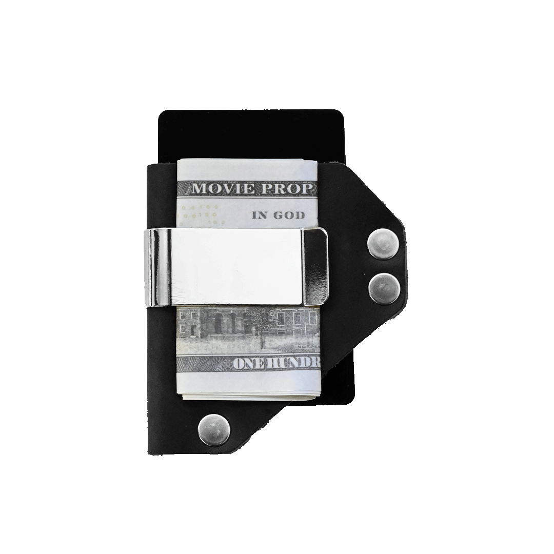Caliber Clip Black Leather - Nickel Hardware