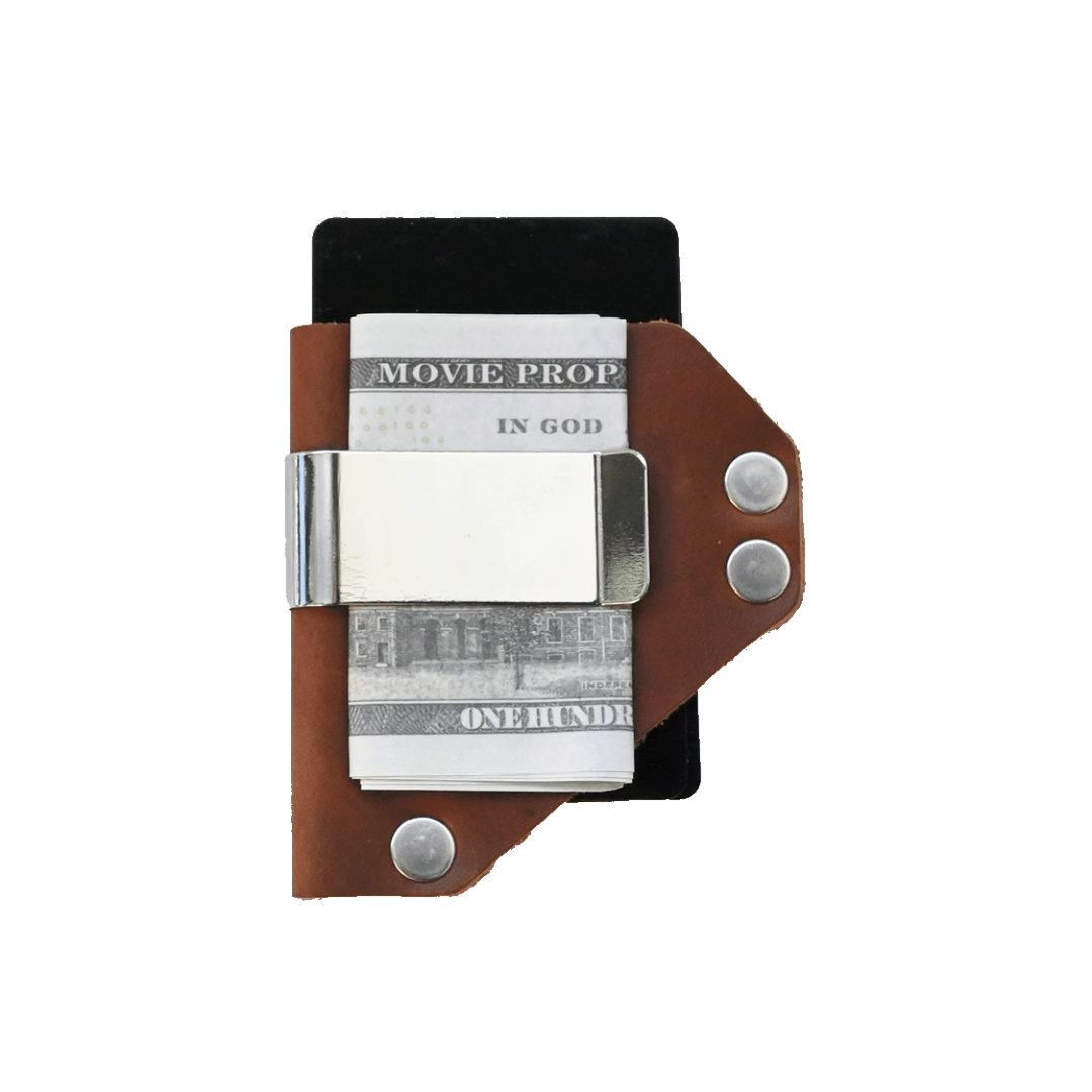 Caliber Clip - Brown Leather - Nickel Hardware