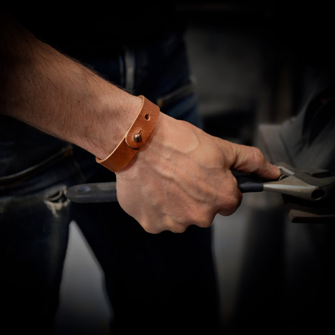Tan Canyon Button Stud Bracelet Lifestyle 1
