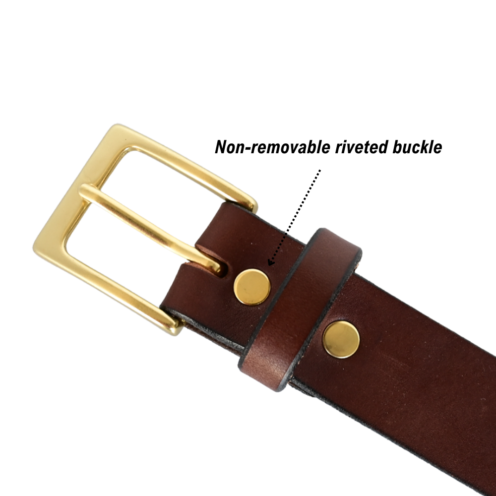 everyday belt buckle - rivets - brown/brass