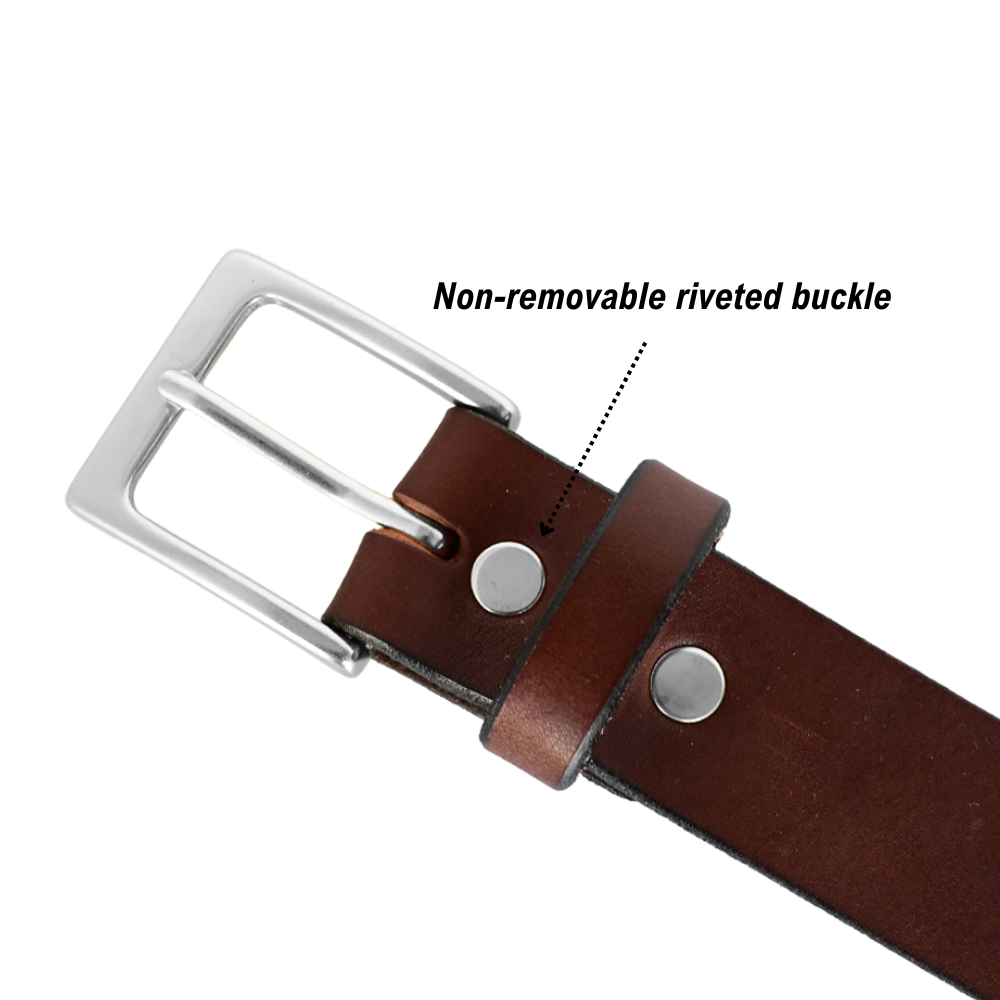 everyday belt buckle - rivets - brown/nickel