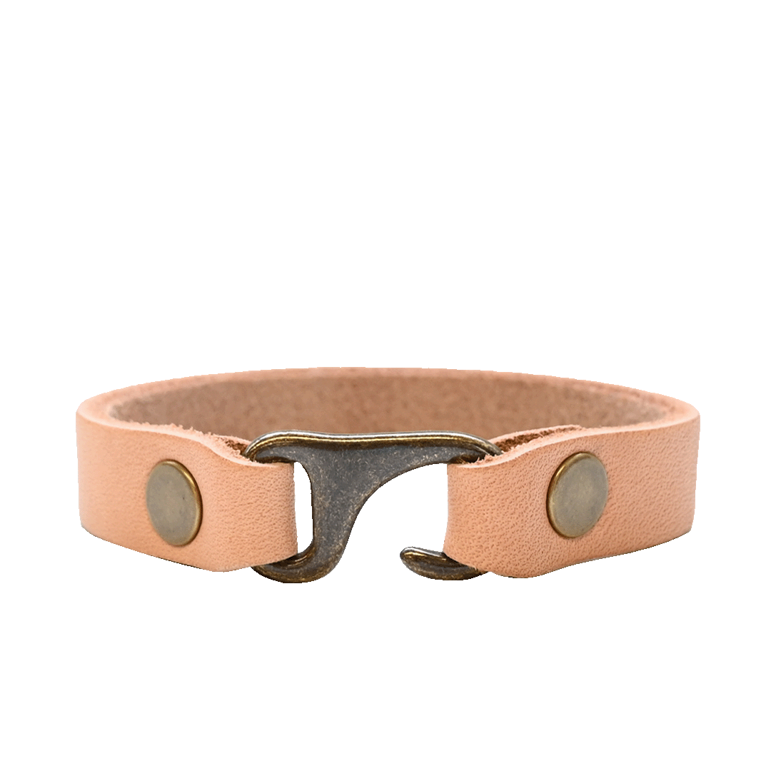 Natural Leather Clasp Bracelet - Front