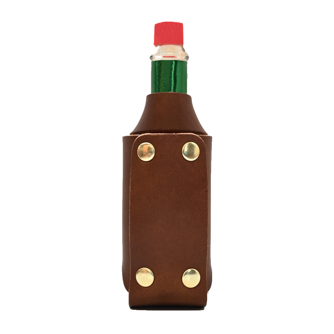 Hot Sauce Holder - Brown Leather - Back