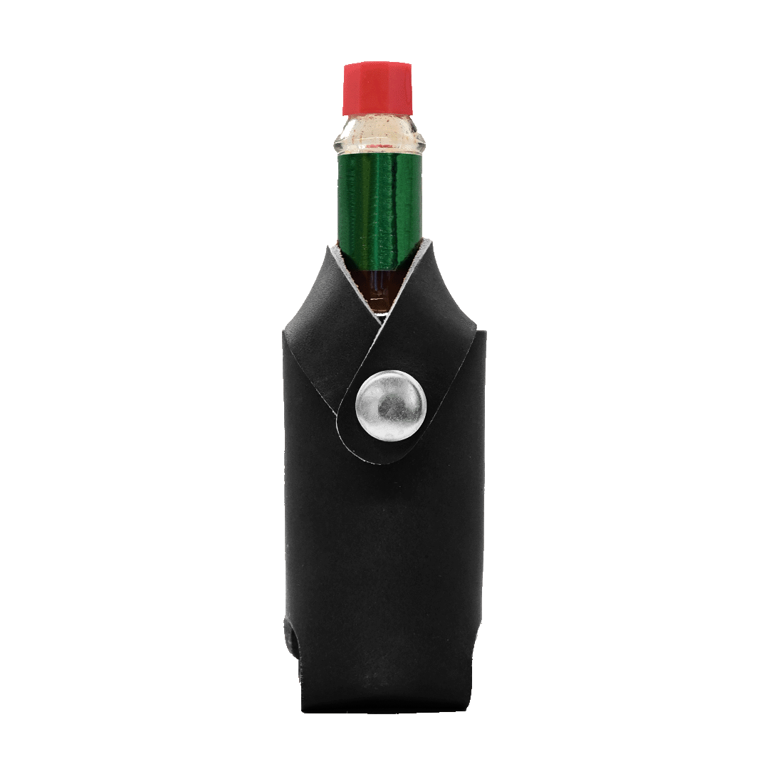 Hot Sauce Holder - Black Leather - Front
