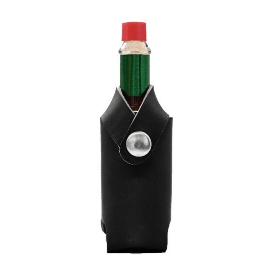 Hot Sauce Holder - Black Leather - Front