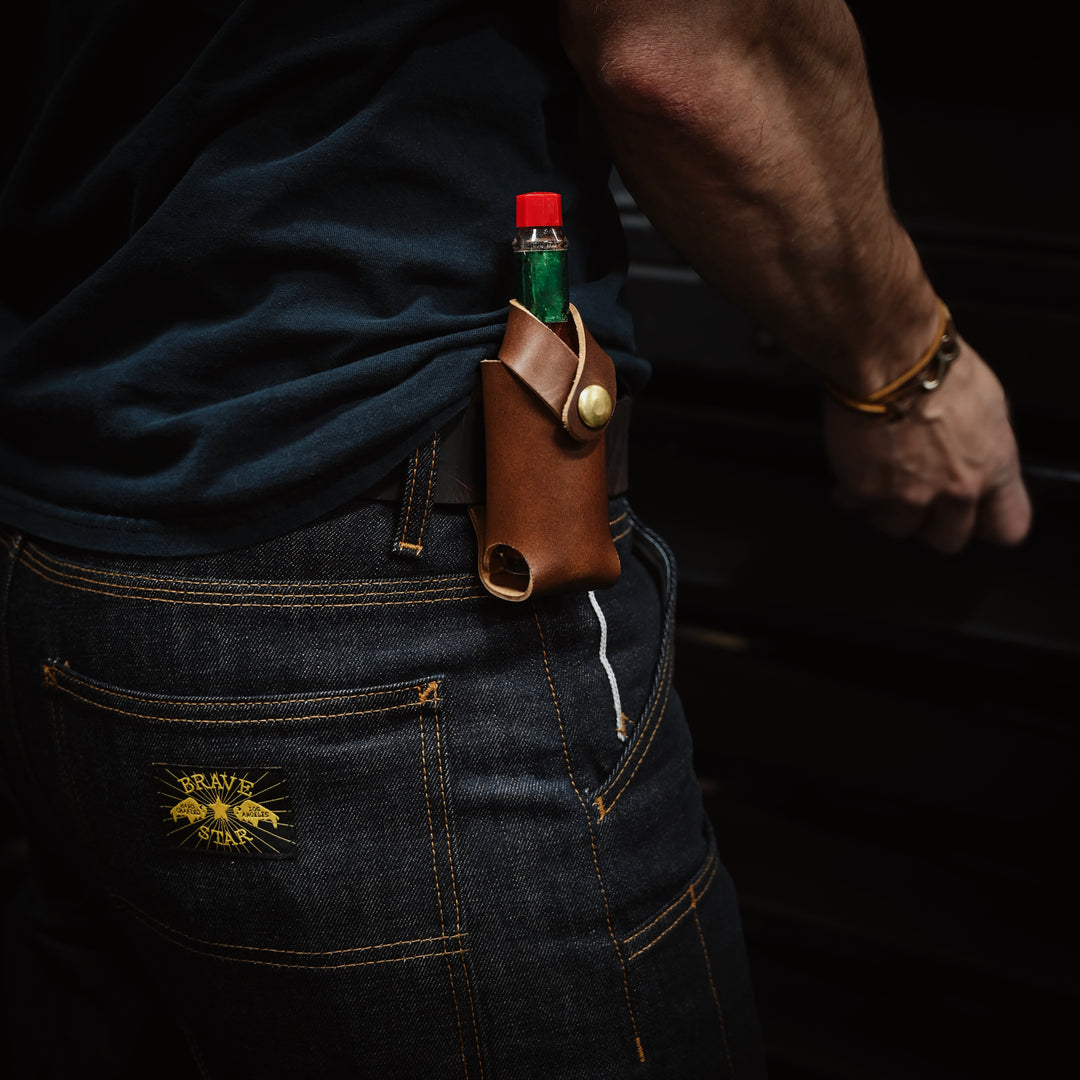 Hot Sauce Holder - Brown Leather - Lifestyle 1