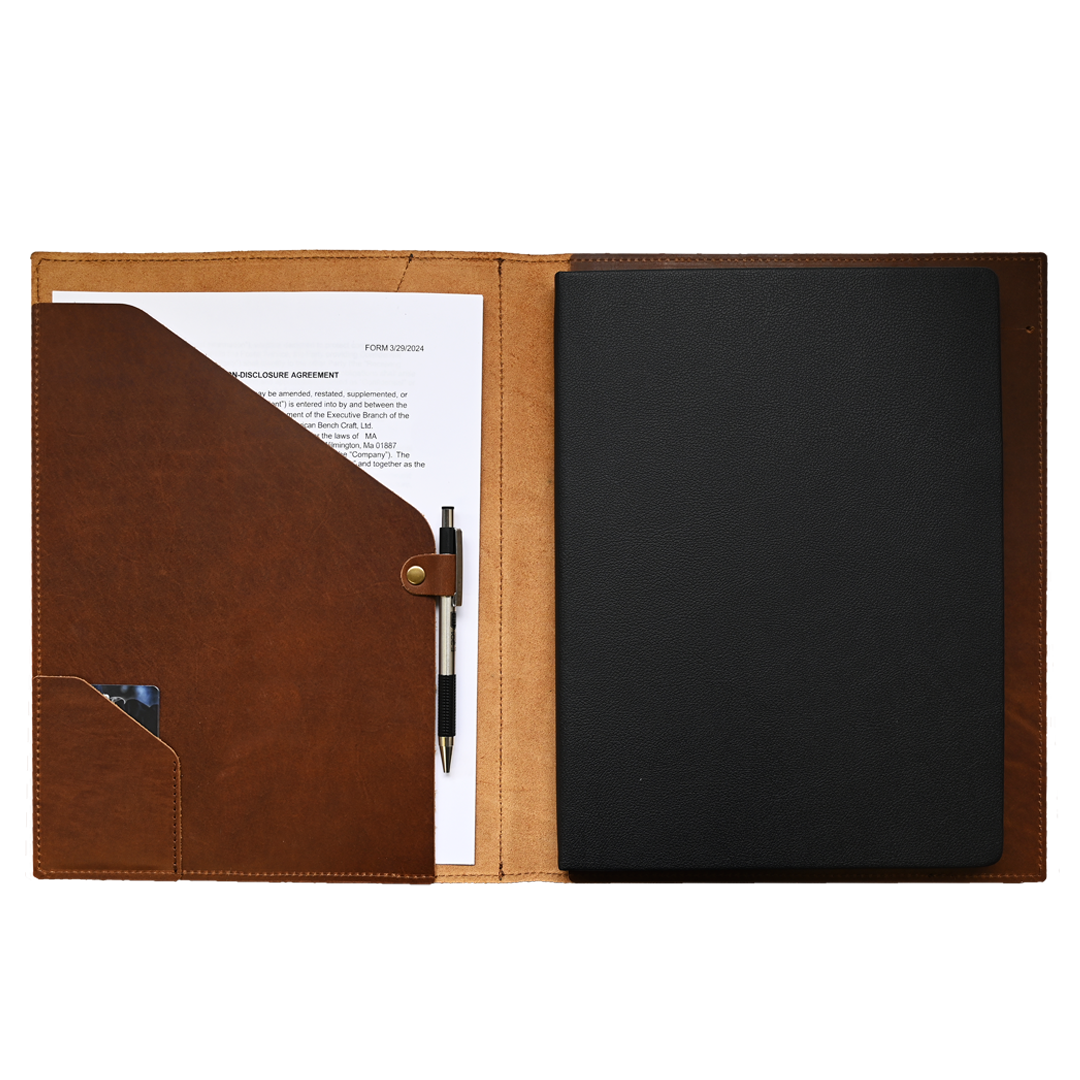 Leather Padfolio - brown leather - open 2