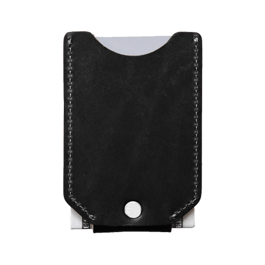 Money Clip Wallet - black leather - back