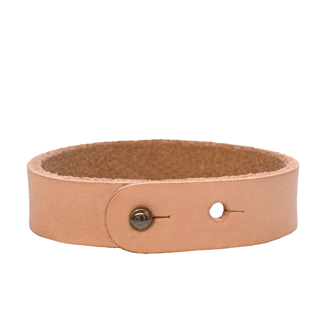 Natural Leather Button Stud Bracelet