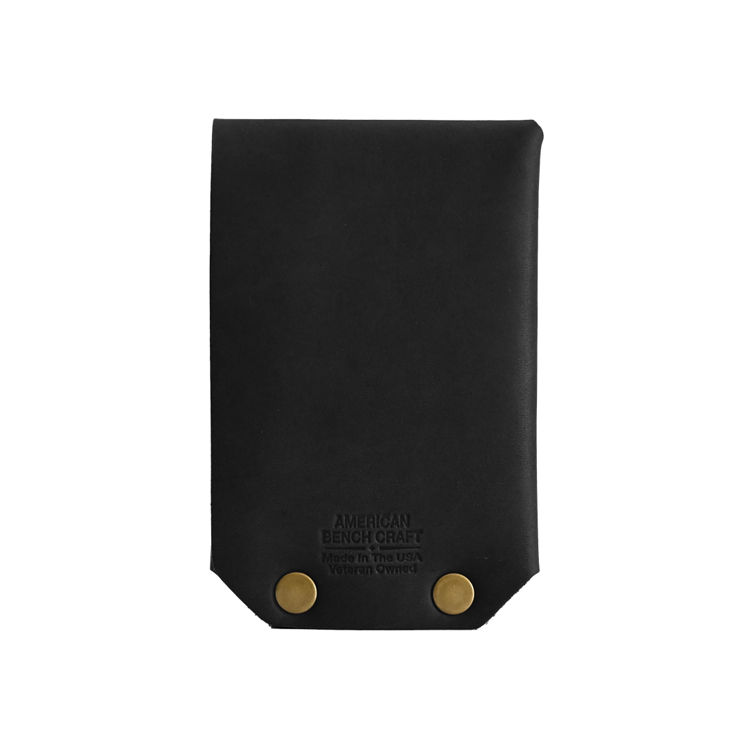 Revere Wallet - Black Leather Antique Brass Rivets - Back