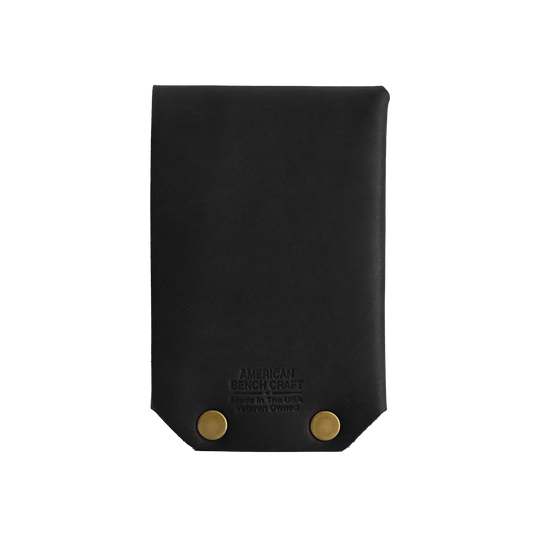 Revere Wallet - Black Leather Antique Brass Rivets - Back