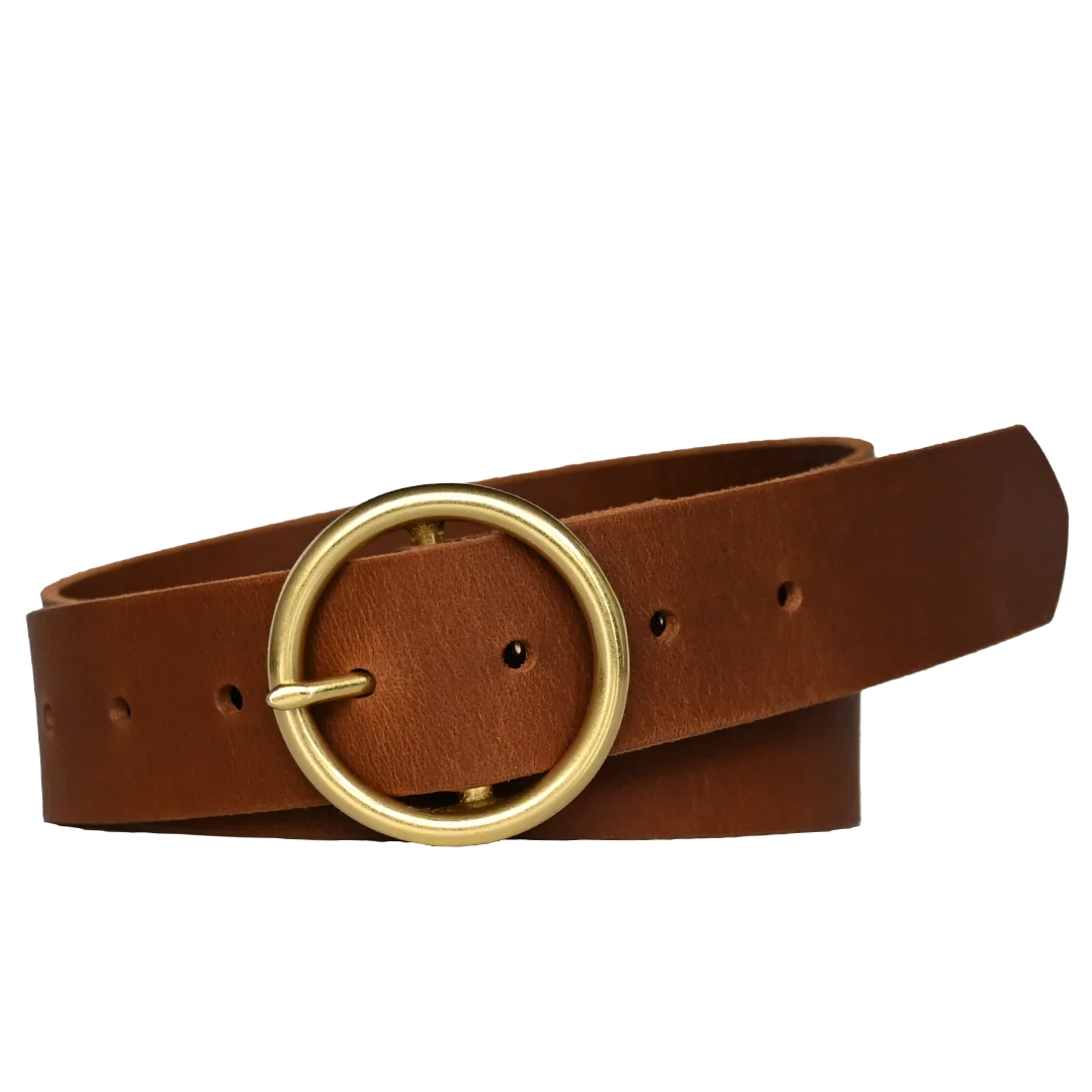 women's leather belt - sequoia belt - brown leather with brass buckle