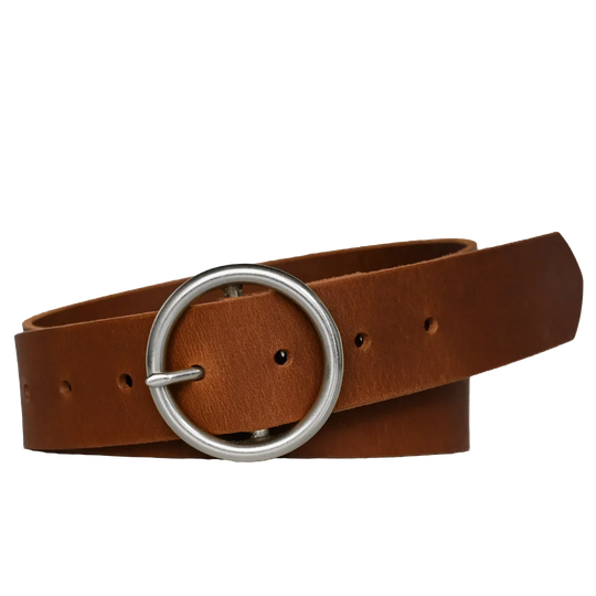 sequoia belt - brown leather with nickel buckle