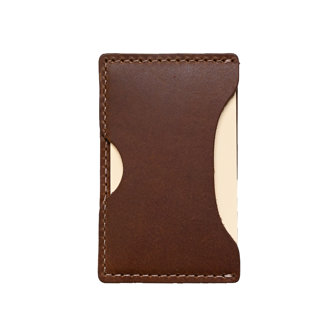 Brown Leather Stick-On Card Holder