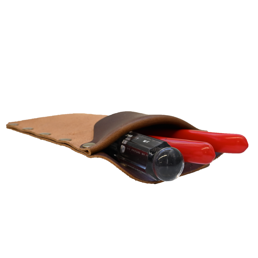 Brown leather Tool Pocket Protector Side View