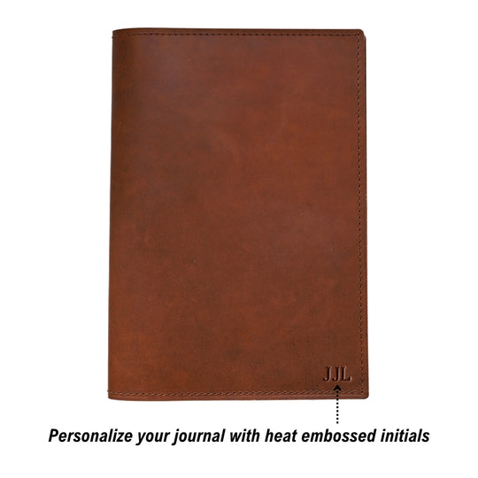 A5 Journal - Brown Leather - Personalized