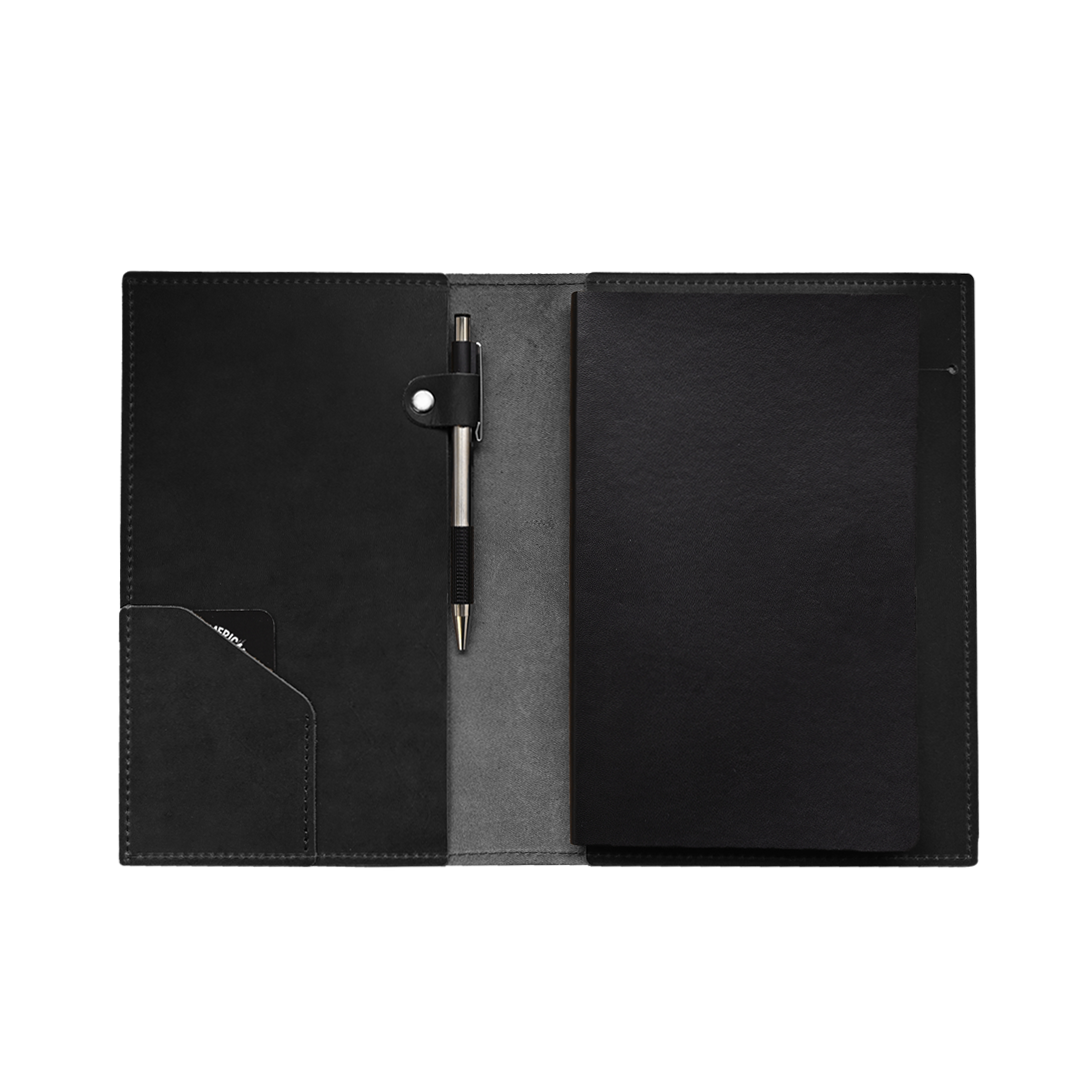 A5 Journal - Black Leather - Open no journal