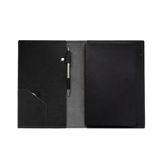 A5 Journal - Black Leather - Open no journal
