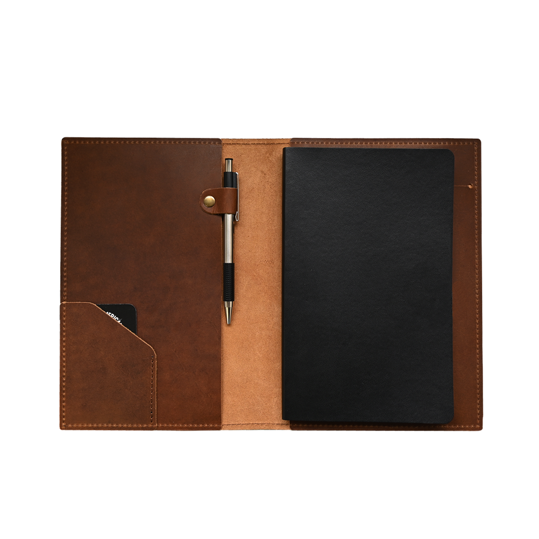 A5 Journal - Brown Leather - Open, no notebook