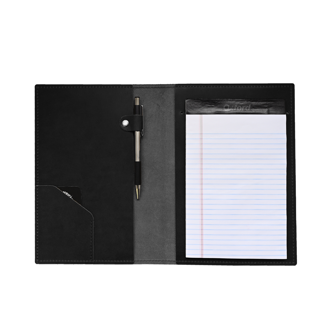 A5 Journal - Black Leather - Open