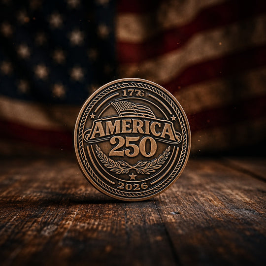 ABC/America 250 Challenge Coin - Front - Lifestyle