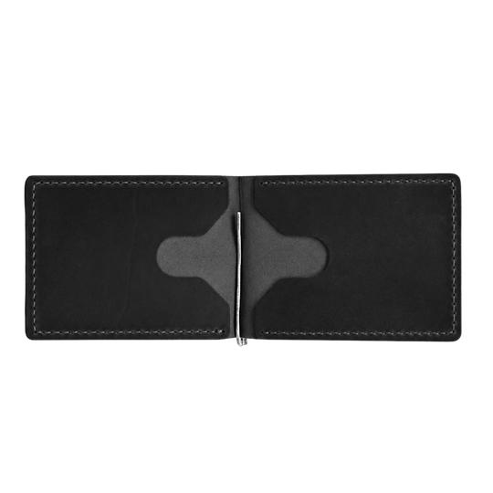 black bar clip wallet open no cash