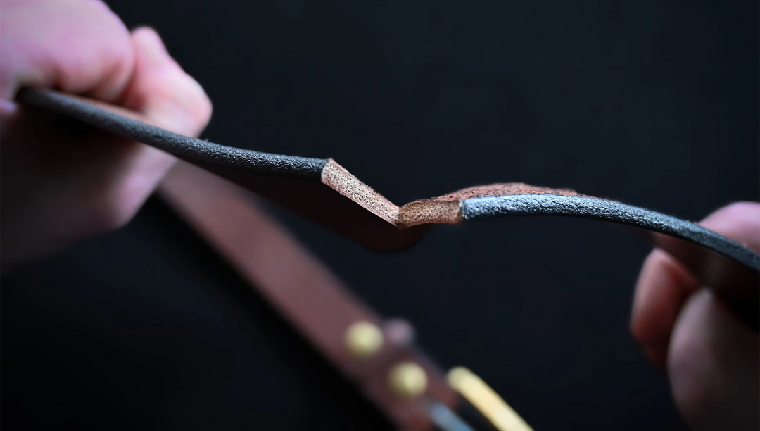 Belt cut in half - thick full grain leather