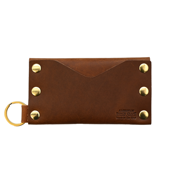 Keychain Cardholder Brown Brass Back