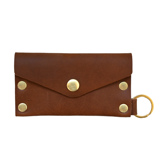 Keychain Cardholder Brown Brass