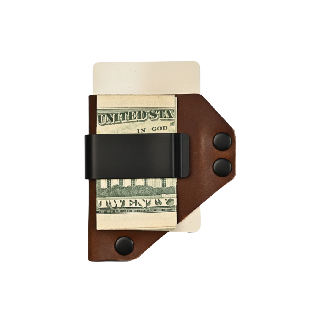 Caliber Clip - Brown Leather - Black hardware - front