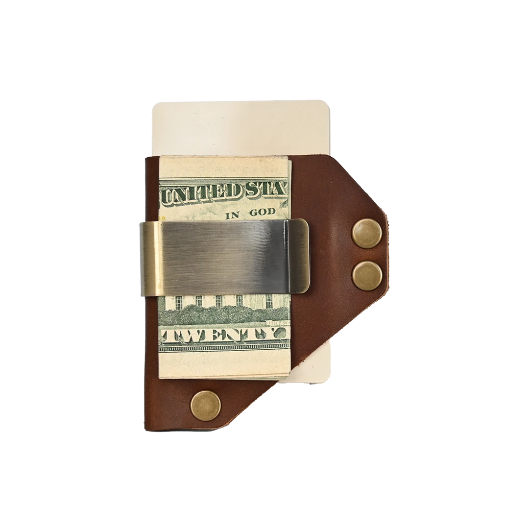 Caliber Clip - Brown - Antique Brass - Front