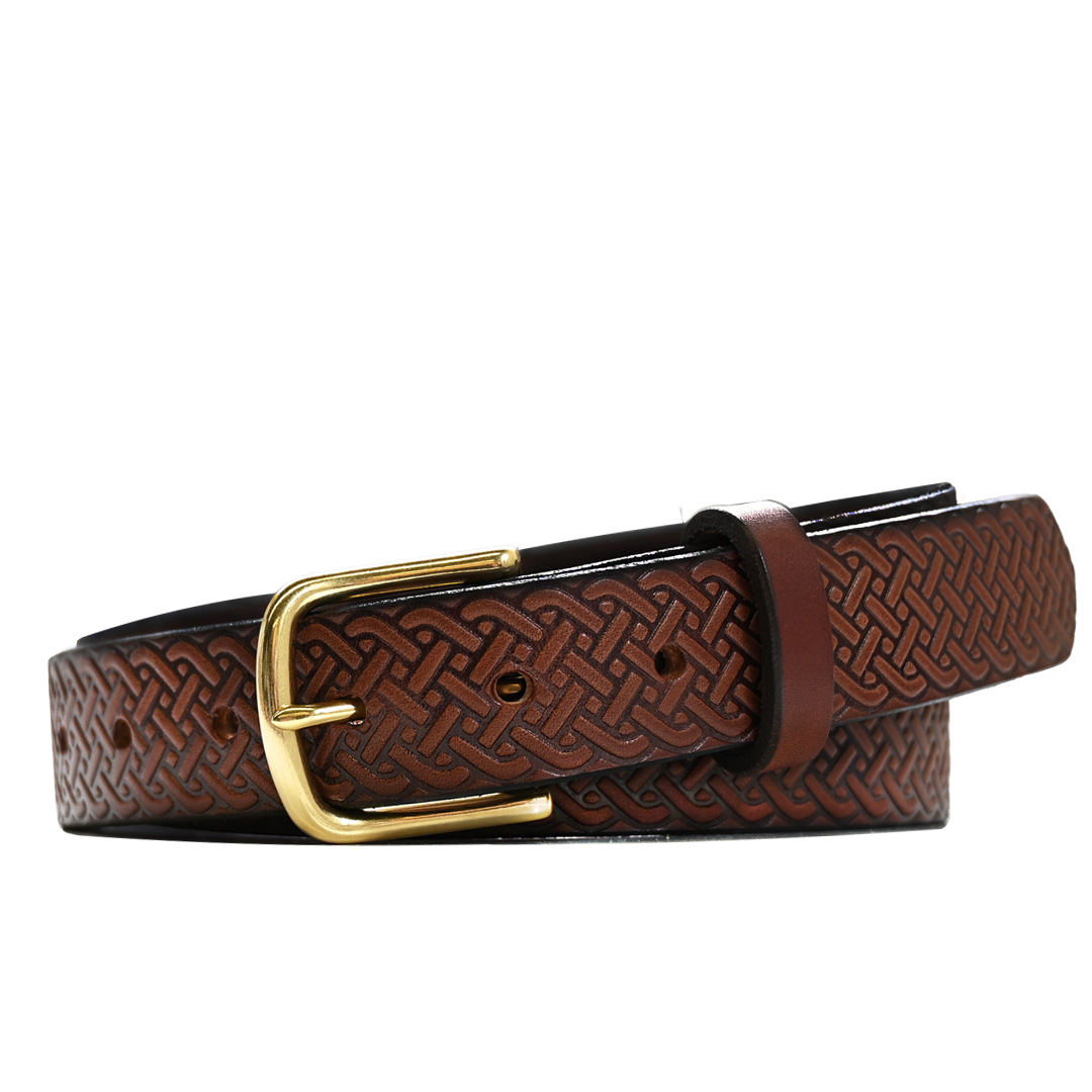 Celtic Belt - Brown Leather - Brass Buckle 