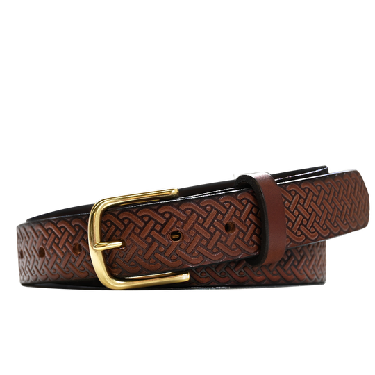 Celtic Belt - Brown Leather - Brass Buckle 