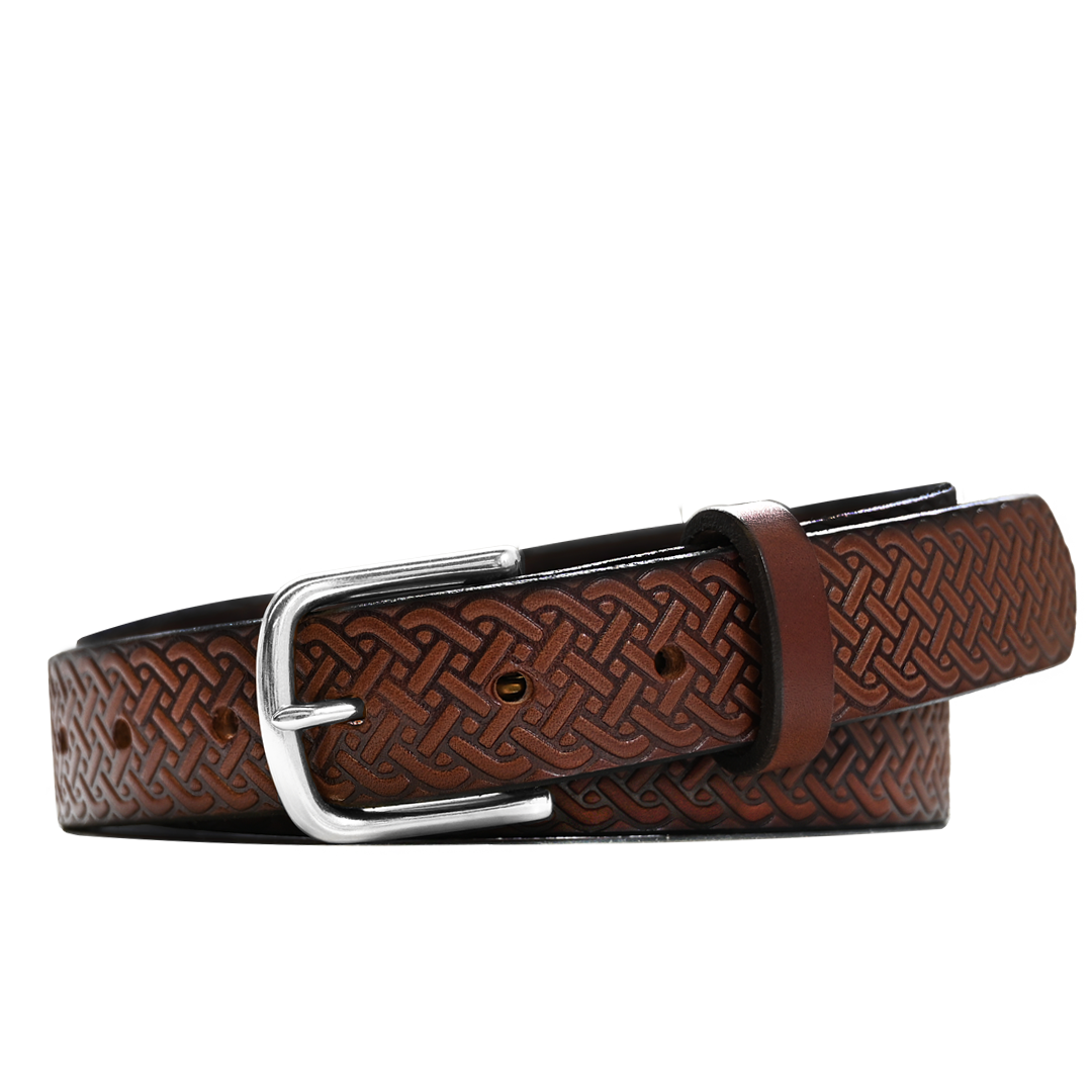 Celtic Belt - Brown Leather - Nickel Buckle