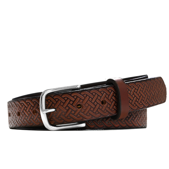 Celtic Belt - Brown Leather - Nickel Buckle