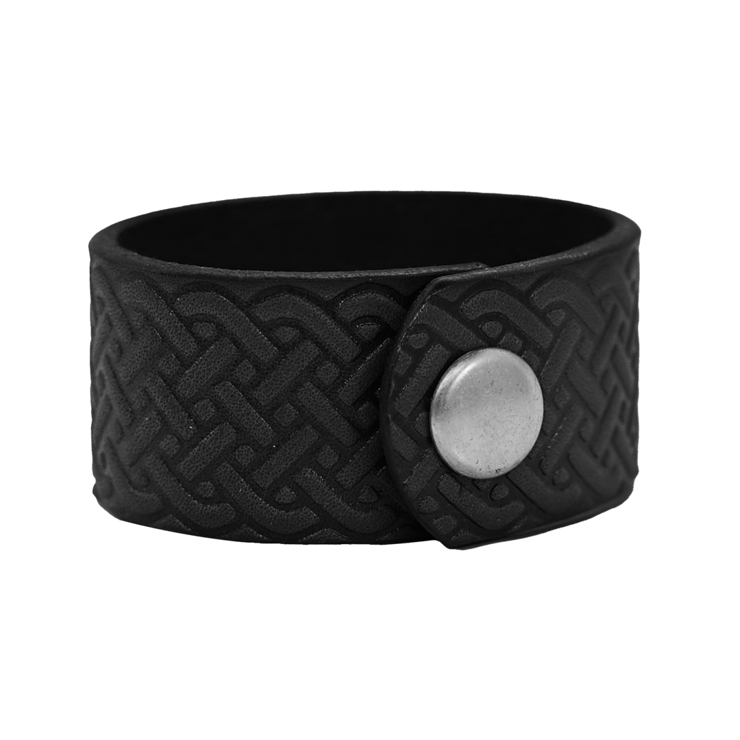 Celtic Cuff - Black Leather - Back