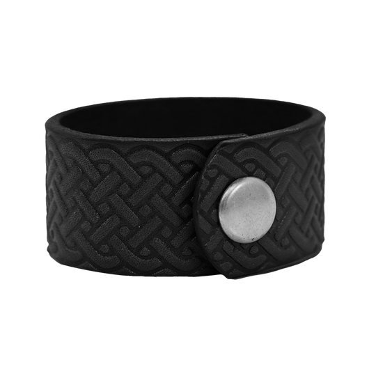 Celtic Cuff - Black Leather - Back