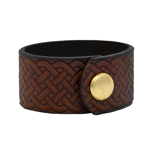 Celtic Cuff - Brown Leather - Back