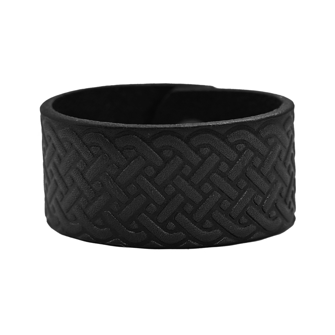 Celtic Cuff - Black Leather